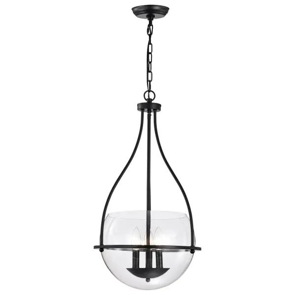 Amado 3-Light Pendant in Matte Black with Clear Glass - Image 4