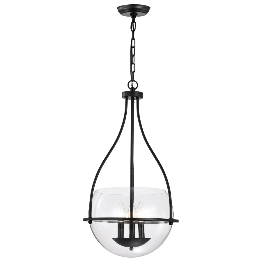 Amado 3-Light Pendant in Matte Black with Clear Glass - Image 4