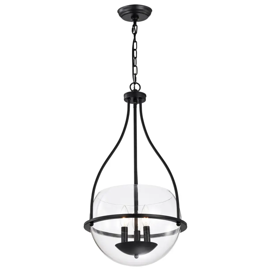 Amado 3-Light Pendant in Matte Black with Clear Glass - Image 6