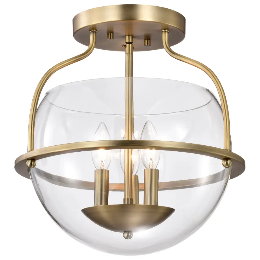 Amado 3-Light Semi Flush Mount in Vintage Brass - Image 2