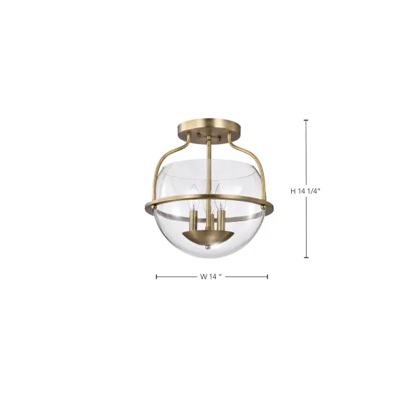 Amado 3-Light Semi Flush Mount in Vintage Brass - Image 17
