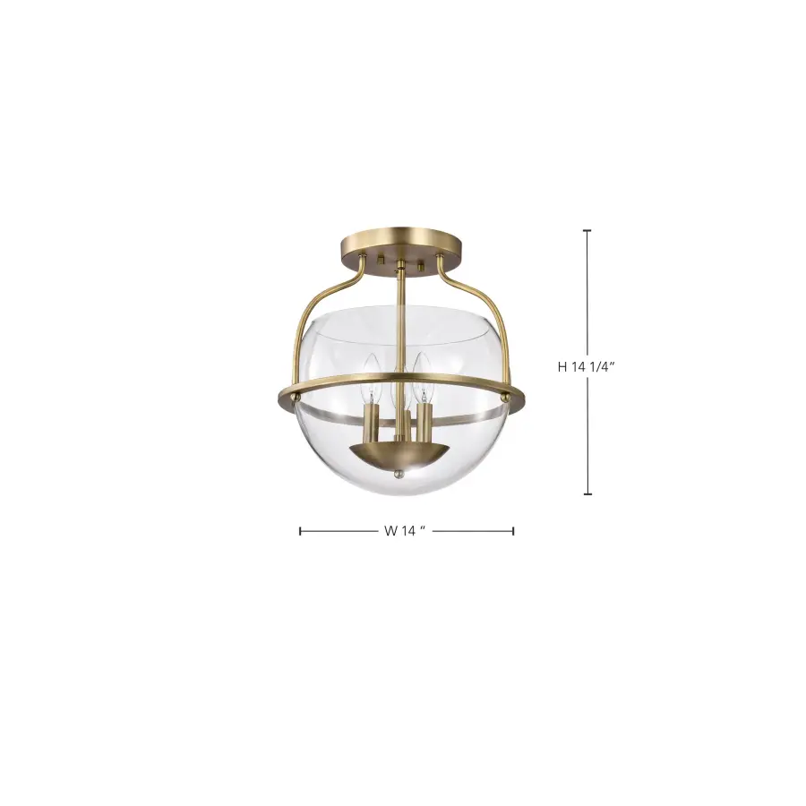 Amado 3-Light Semi Flush Mount in Vintage Brass - Image 17
