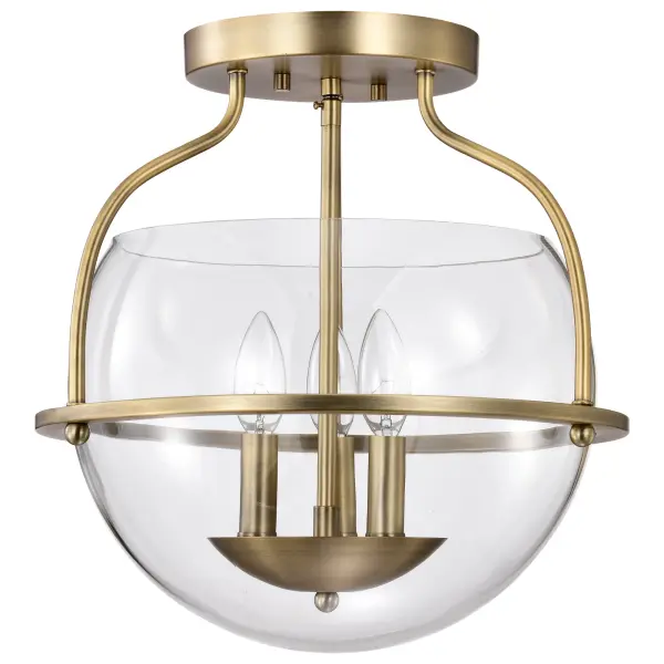 Amado 3-Light Semi Flush Mount in Vintage Brass - Image 3