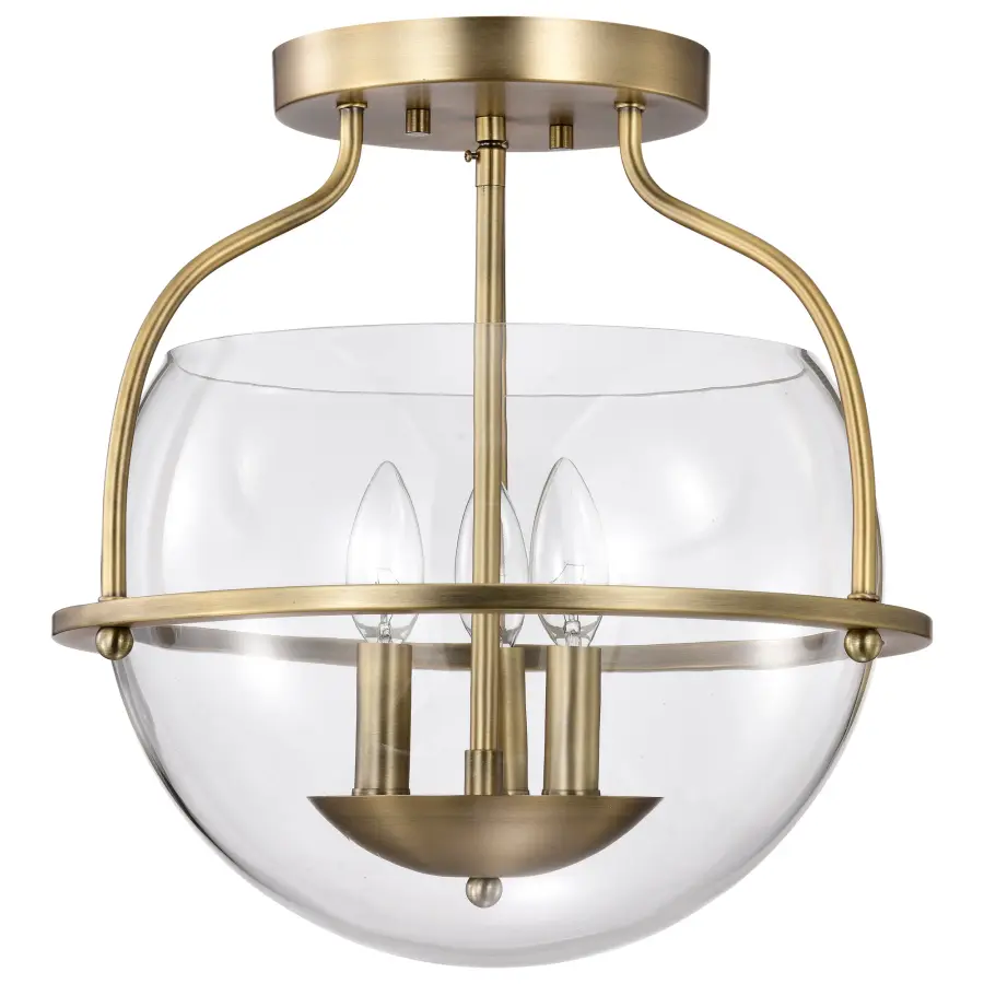 Amado 3-Light Semi Flush Mount in Vintage Brass - Image 3