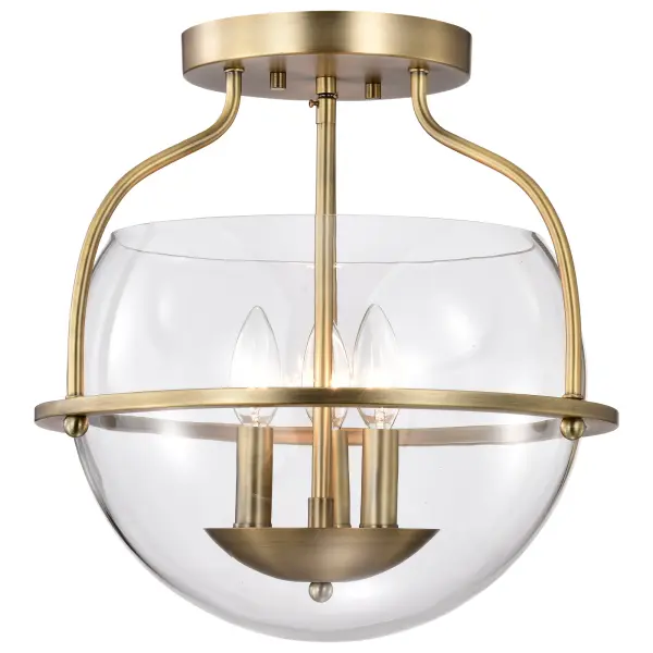 Amado 3-Light Semi Flush Mount in Vintage Brass - Image 4