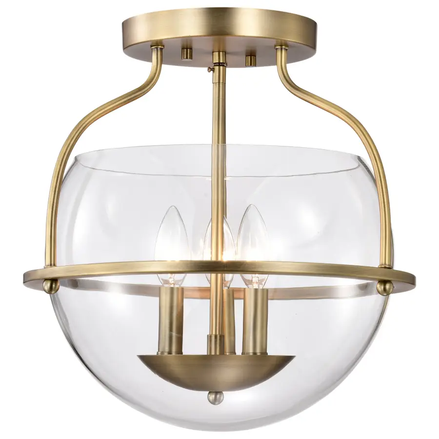 Amado 3-Light Semi Flush Mount in Vintage Brass - Image 4