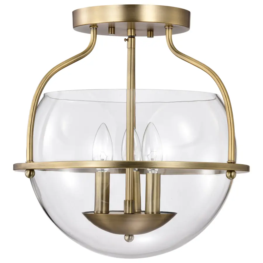 Amado 3-Light Semi Flush Mount in Vintage Brass - Image 5
