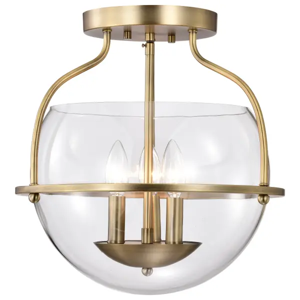 Amado 3-Light Semi Flush Mount in Vintage Brass - Image 6
