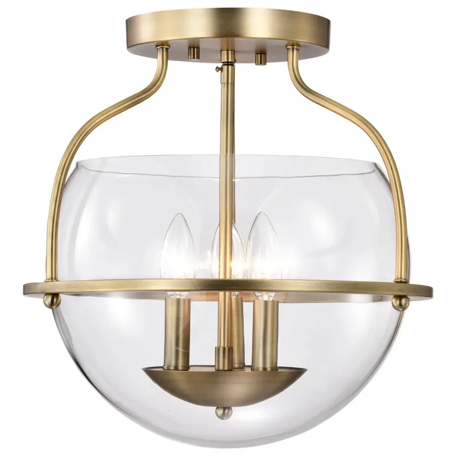 Amado 3-Light Semi Flush Mount in Vintage Brass - Image 6