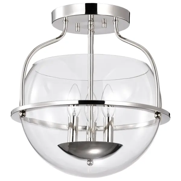 Amado 3-Light Semi-Flush Mount in Polished Nickel - Image 1