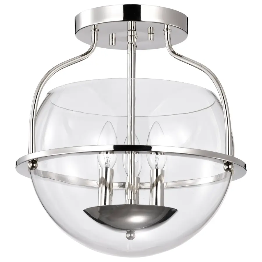 Amado 3-Light Semi-Flush Mount in Polished Nickel - Image 1