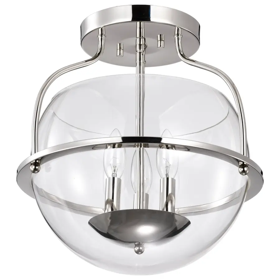 Amado 3-Light Semi-Flush Mount in Polished Nickel - Image 3
