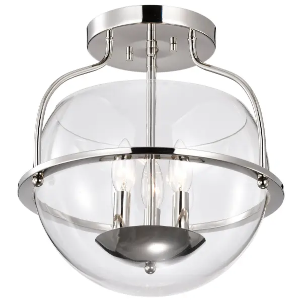 Amado 3-Light Semi-Flush Mount in Polished Nickel - Image 4