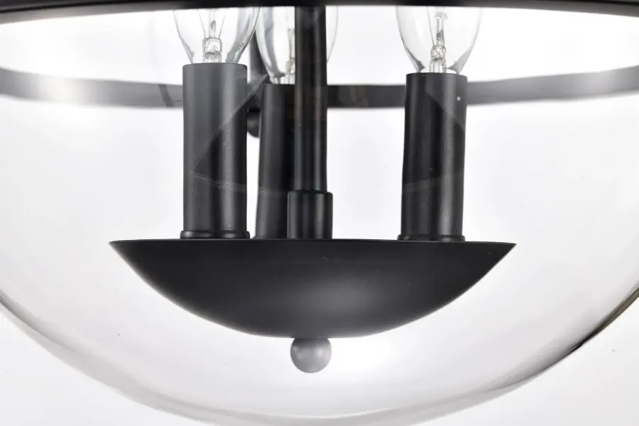 Amado 3-Light Semi-Flush Mount in Matte Black with Clear Glass - Image 11