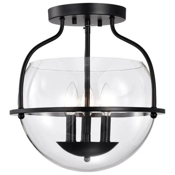 Amado 3-Light Semi-Flush Mount in Matte Black with Clear Glass - Image 4