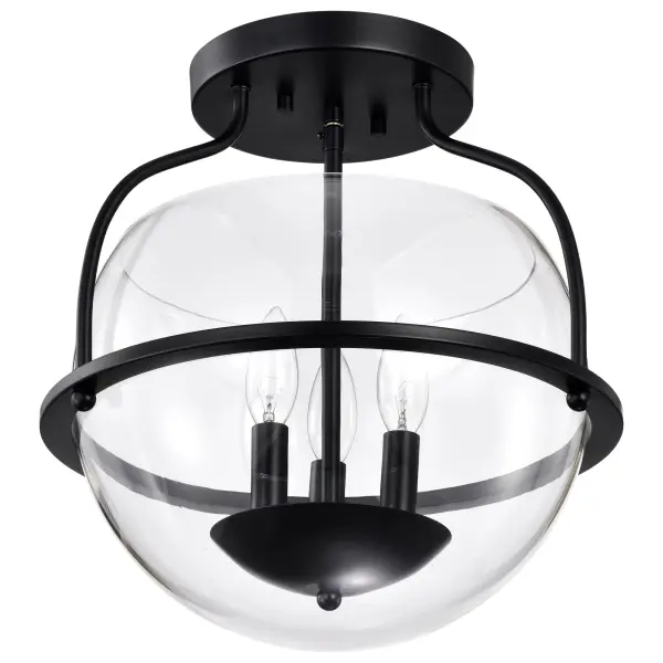 Amado 3-Light Semi-Flush Mount in Matte Black with Clear Glass - Image 5