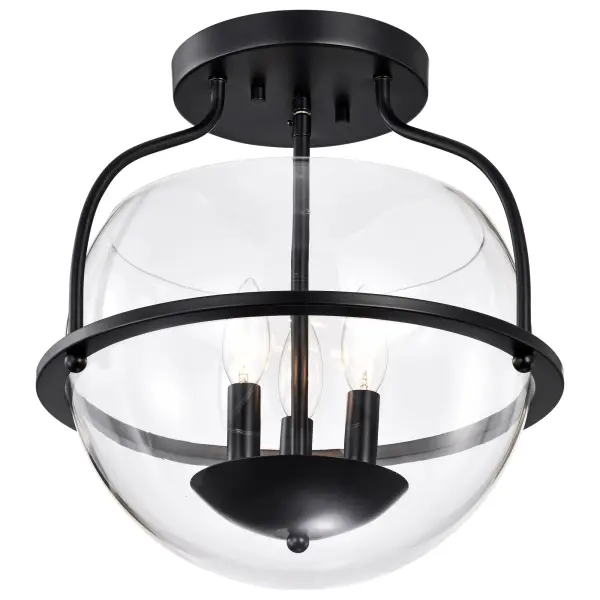 Amado 3-Light Semi-Flush Mount in Matte Black with Clear Glass - Image 6