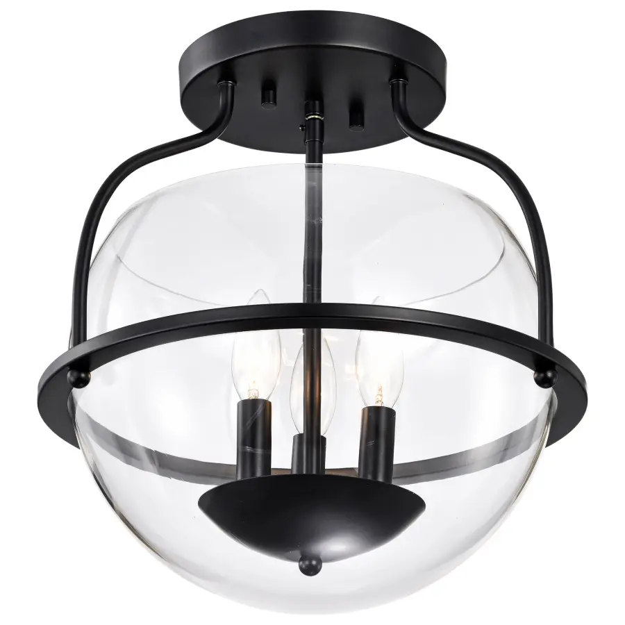 Amado 3-Light Semi-Flush Mount in Matte Black with Clear Glass - Image 6