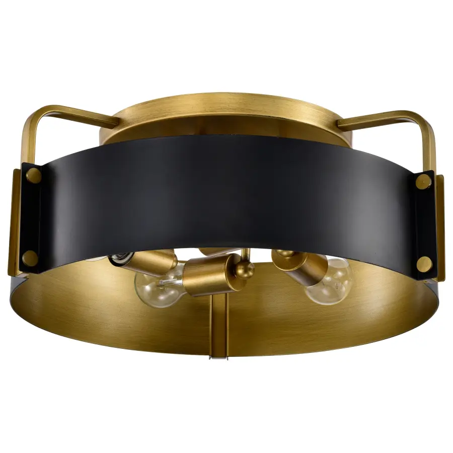 Altos 4-Light Semi-Flush Mount in Matte Black and Natural Brass - Image 1