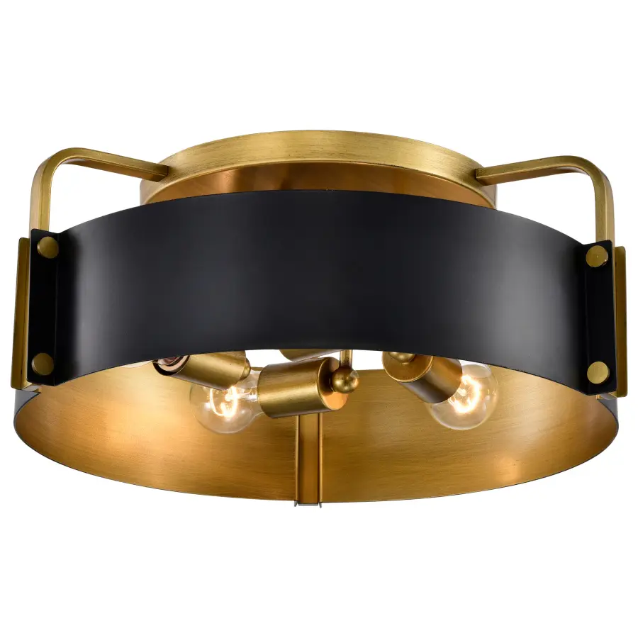 Altos 4-Light Semi-Flush Mount in Matte Black and Natural Brass - Image 2