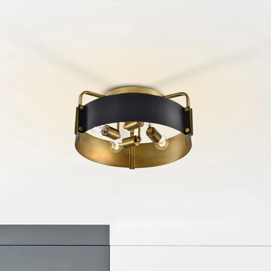 Altos 4-Light Semi-Flush Mount in Matte Black and Natural Brass - Image 13