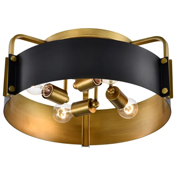 Altos 4-Light Semi-Flush Mount in Matte Black and Natural Brass - Image 3