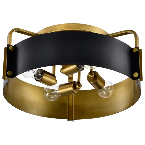 Altos 4-Light Semi-Flush Mount in Matte Black and Natural Brass - Image 4