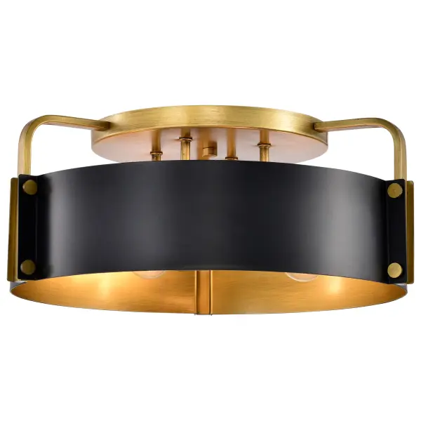 Altos 4-Light Semi-Flush Mount in Matte Black and Natural Brass - Image 5