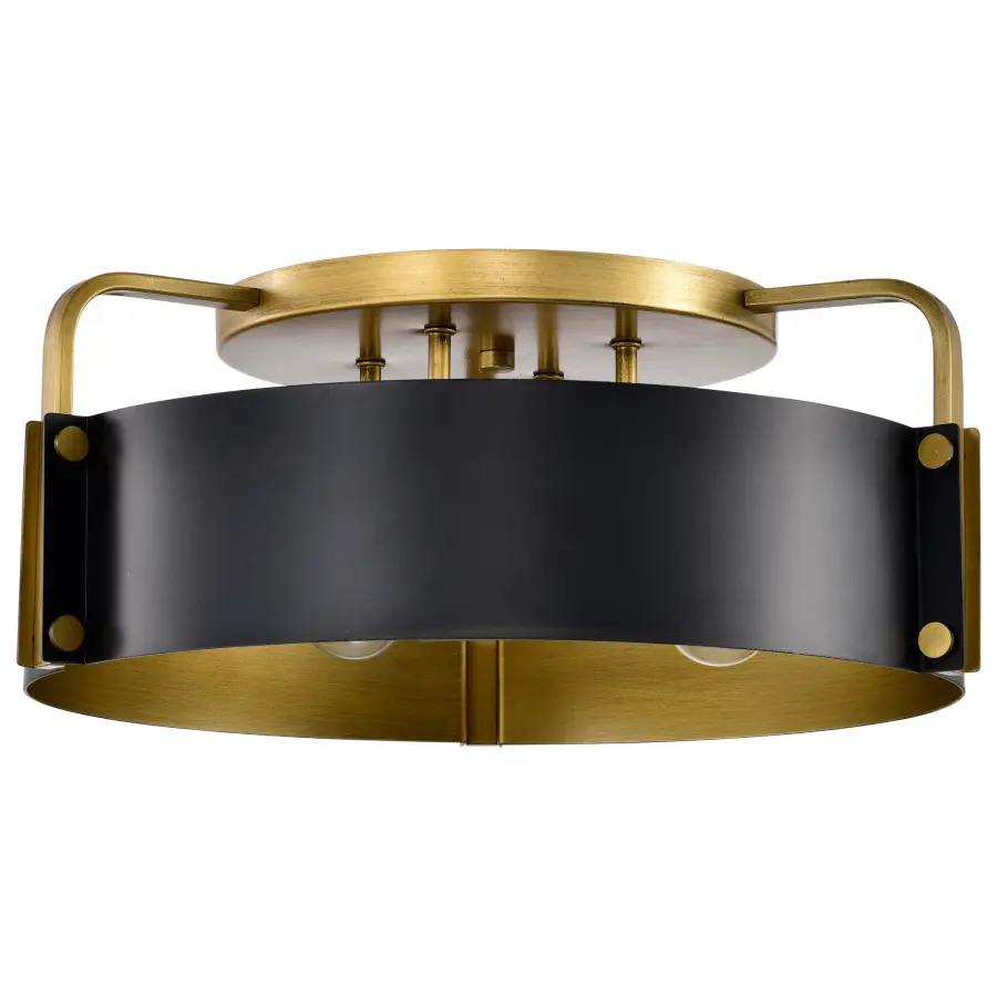 Altos 4-Light Semi-Flush Mount in Matte Black and Natural Brass - Image 6