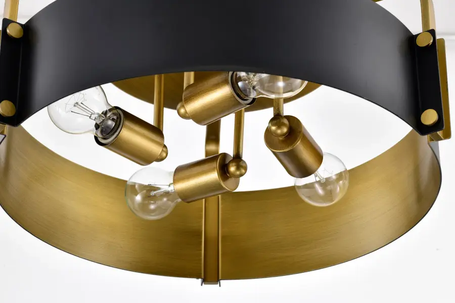 Altos 4-Light Semi-Flush Mount in Matte Black and Natural Brass - Image 8