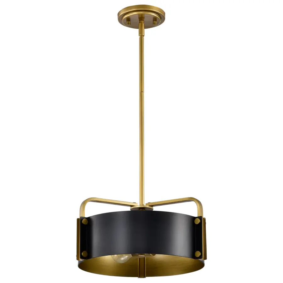 Altos 3-Light Small Pendant in Matte Black and Natural Brass - Image 1