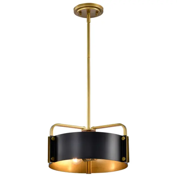 Altos 3-Light Small Pendant in Matte Black and Natural Brass - Image 2