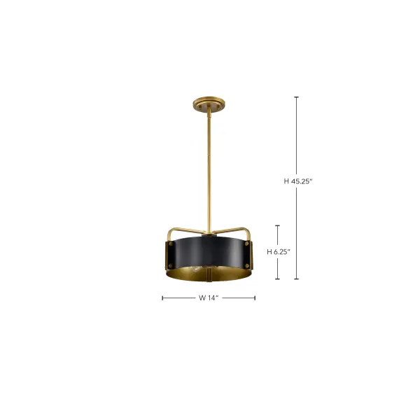 Altos 3-Light Small Pendant in Matte Black and Natural Brass - Image 12