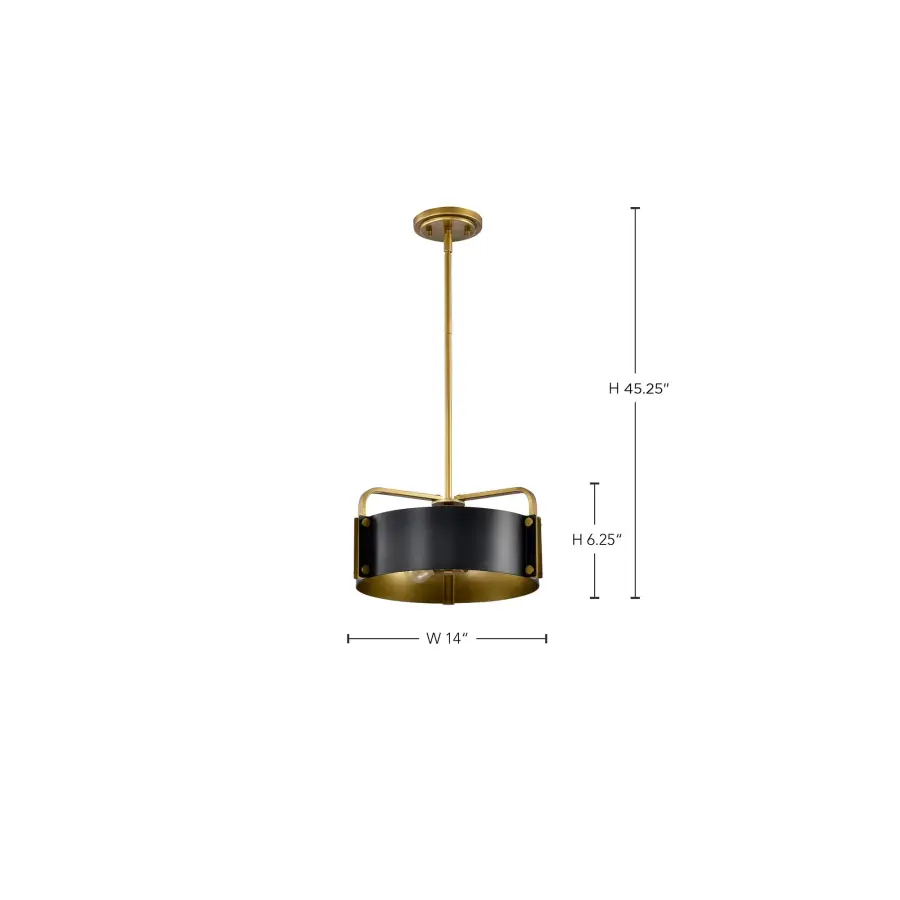Altos 3-Light Small Pendant in Matte Black and Natural Brass - Image 12