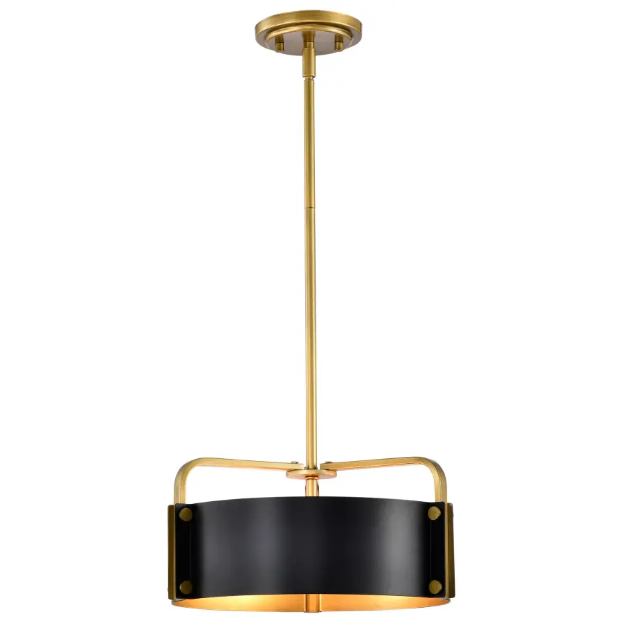 Altos 3-Light Small Pendant in Matte Black and Natural Brass - Image 3