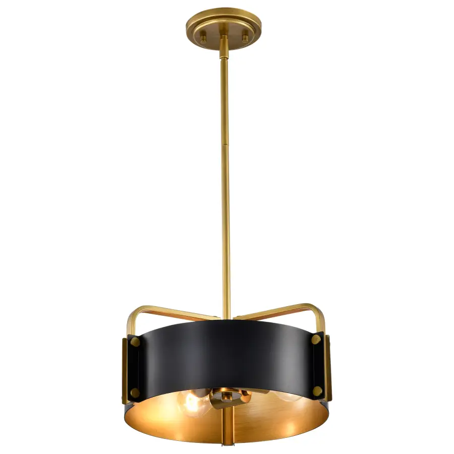 Altos 3-Light Small Pendant in Matte Black and Natural Brass - Image 6