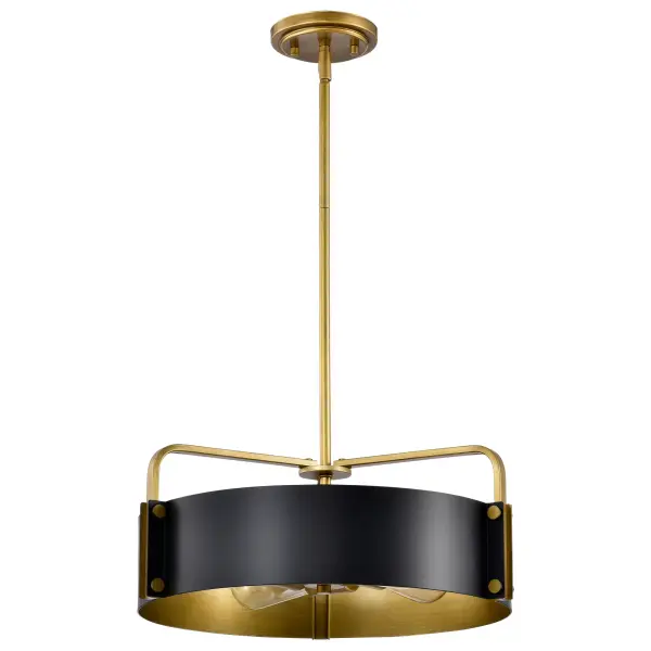 The Altos pendant masterfully blends industrial design with refined warmth through its matte black finish and natural brass accents. Laser-cut detailing and matching rivets create signature style that bridges traditional and modern aesthetics.