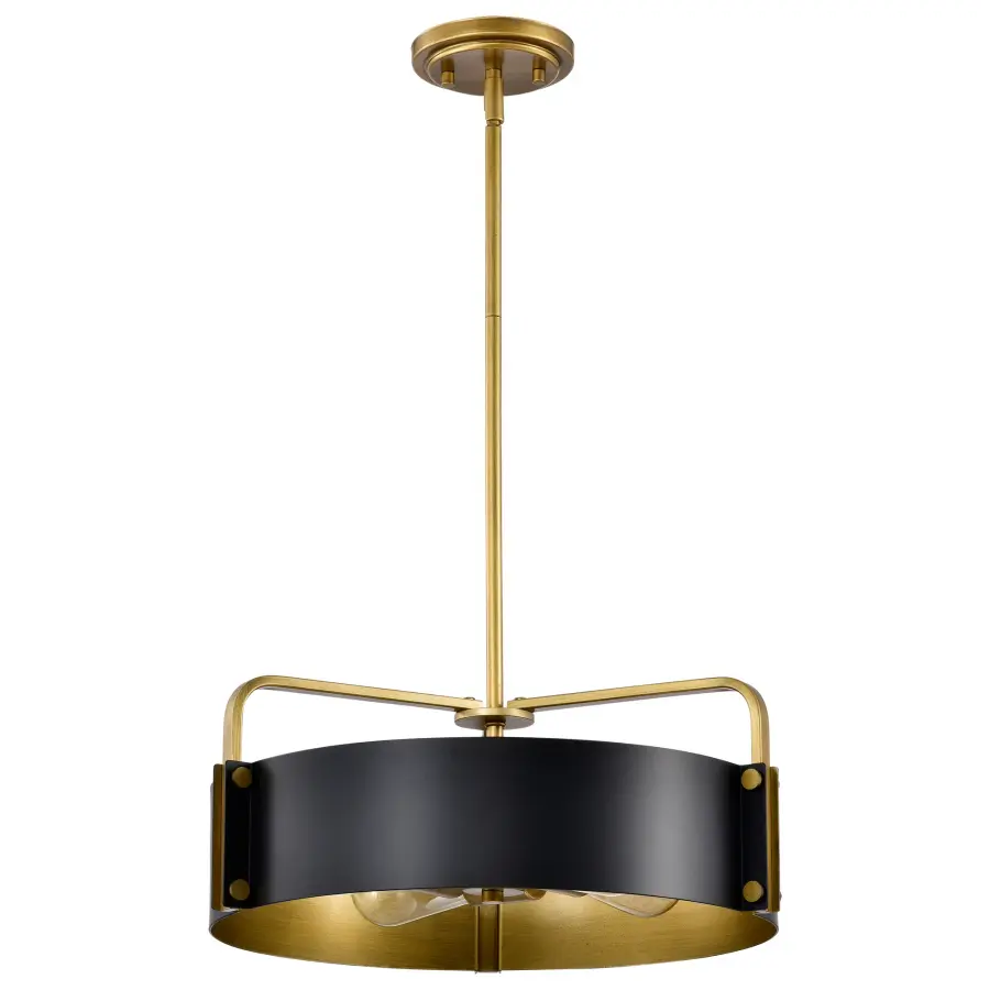 Altos 4-Light Medium Pendant in Matte Black and Natural Brass - Image 1