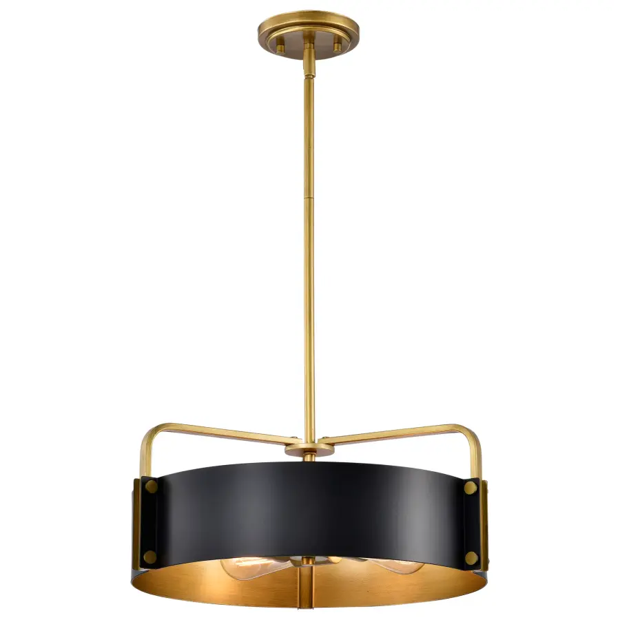 Altos 4-Light Medium Pendant in Matte Black and Natural Brass - Image 2
