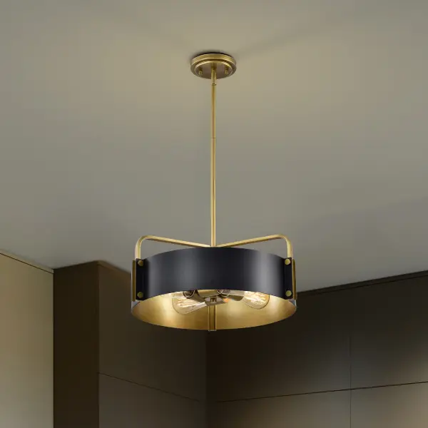 Altos 4-Light Medium Pendant in Matte Black and Natural Brass - Image 14