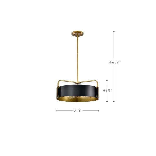 Altos 4-Light Medium Pendant in Matte Black and Natural Brass - Image 15