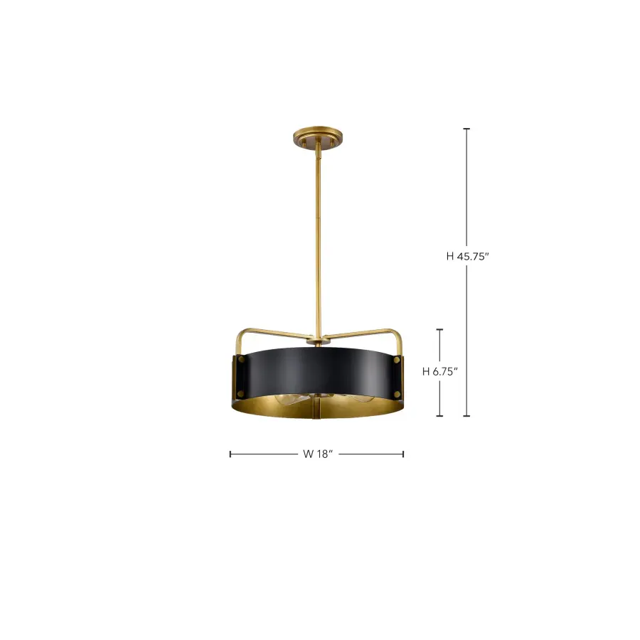 Altos 4-Light Medium Pendant in Matte Black and Natural Brass - Image 15