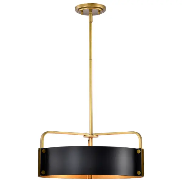 Altos 4-Light Medium Pendant in Matte Black and Natural Brass - Image 4