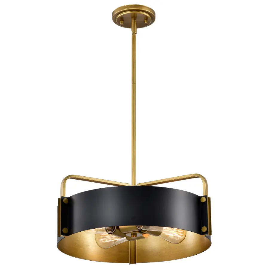 Altos 4-Light Medium Pendant in Matte Black and Natural Brass - Image 5