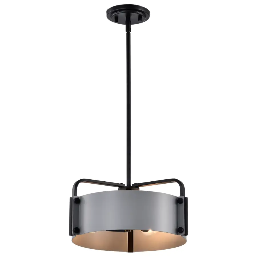 Altos 3-Light Small Pendant in Gray and Matte Black - Image 2