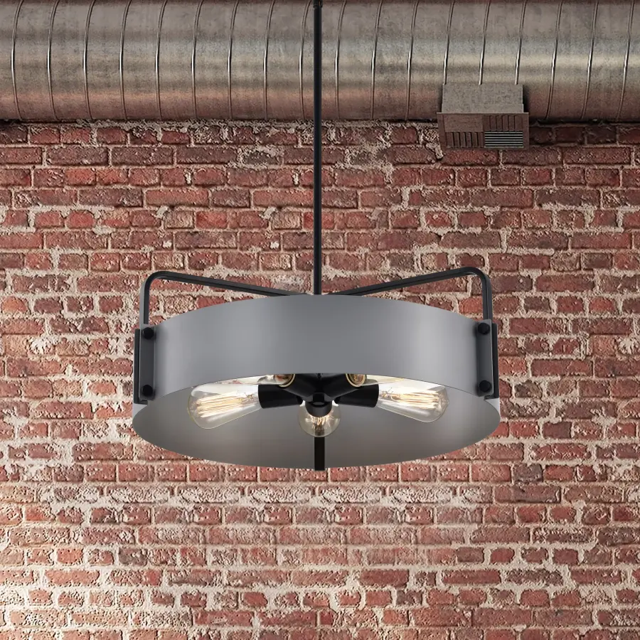 Altos 5-Light Large Pendant in Gray and Matte Black - Image 13