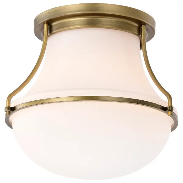 Valdora 1-Light Flush Mount in Natural Brass with White Opal Glass - Image 2