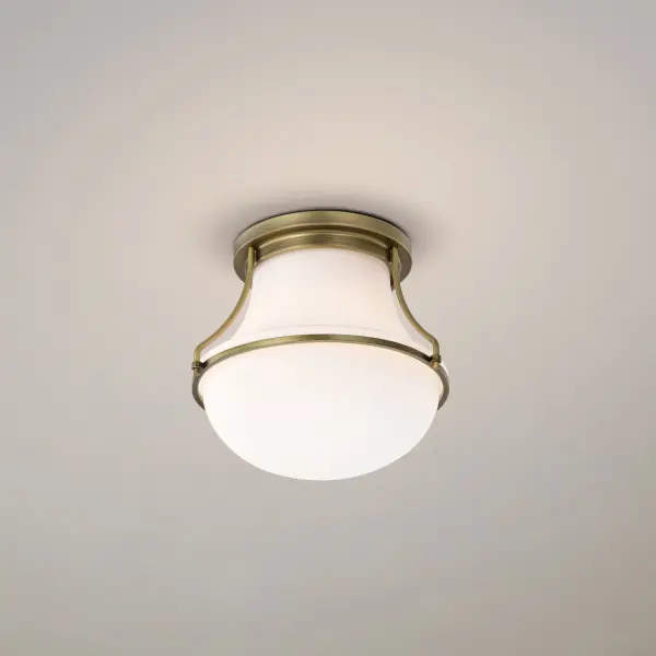 Valdora 1-Light Flush Mount in Natural Brass with White Opal Glass - Image 15