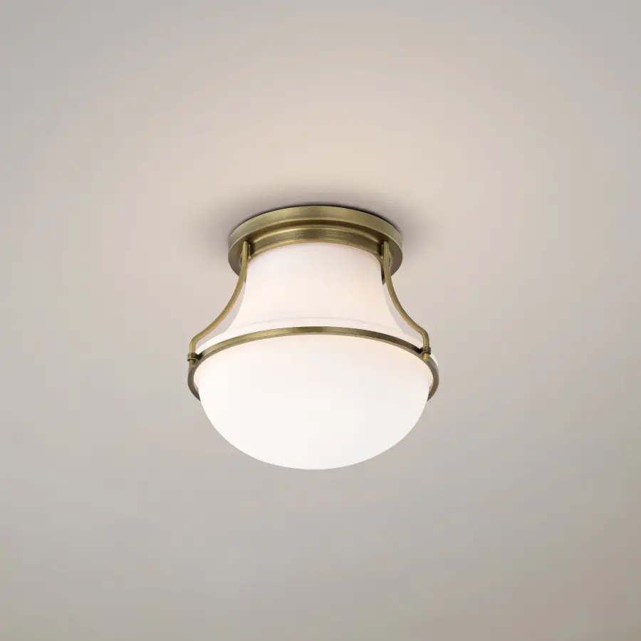 Valdora 1-Light Flush Mount in Natural Brass with White Opal Glass - Image 15