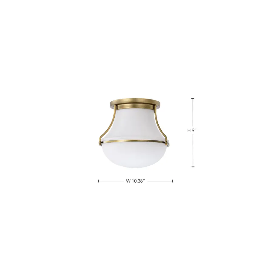 Valdora 1-Light Flush Mount in Natural Brass with White Opal Glass - Image 16